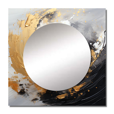 Yin Yang Beyond Duality Abstract Gold And Black II - Abstract Square Mirror For Wall Art Decor