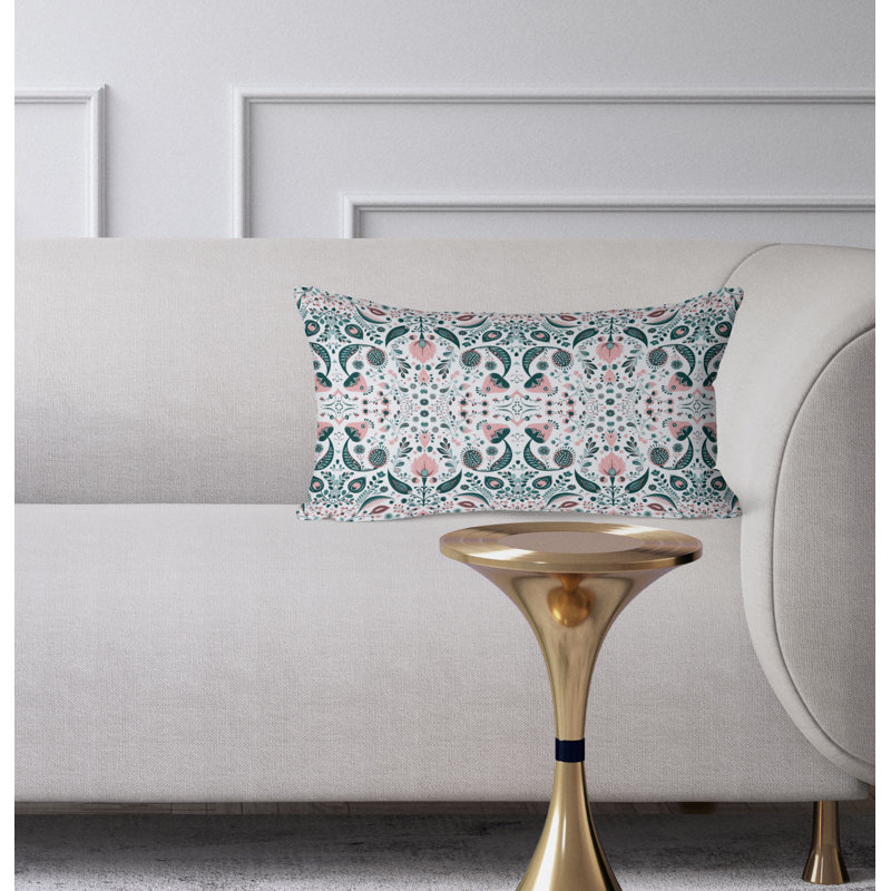 Flowering Meadows  Rectangular Throw Pillow, Green