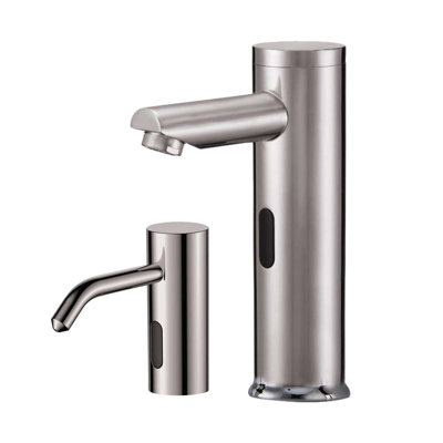Robinet combiné mains libres automatique et distributeur de savon Solo - Finition nickel brossé