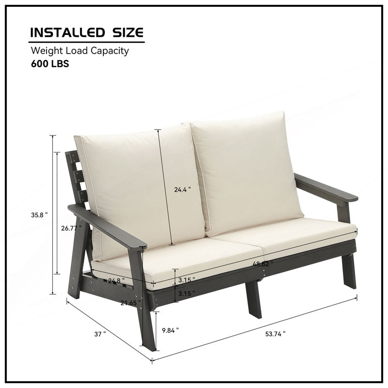 Causeuse avec coussin, canapé de jardin extérieur, Beige, Grey