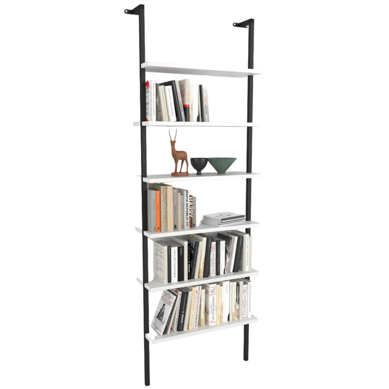 Adelea 183cm H x 60.2cm W Metal Bookcase, White