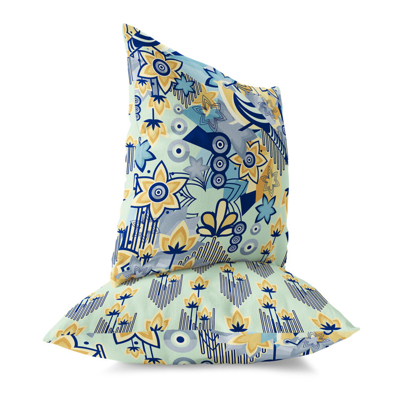 Coussin croissance croissance carré, H 16 po x l 16 po, Bleu/jaune