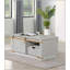 Table basse de salon de style rustique blanc antique 1 pièce avec tablettes ouvertes