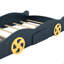 Lit plateforme en forme de voiture de course, taille standard, avec roues et rangement, bleu foncé-1867673574