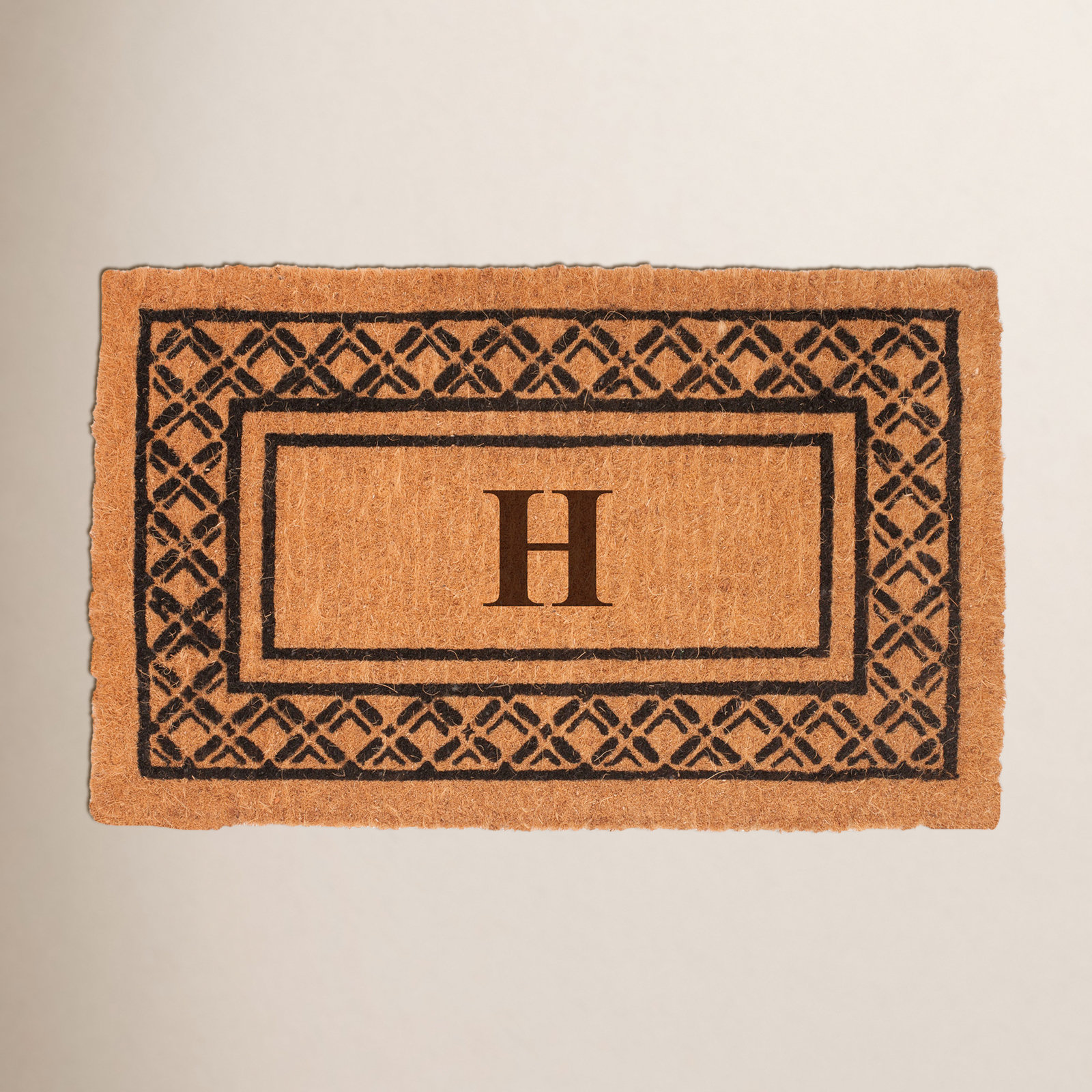 Monogrammed Welcome Outdoor Doormat, H, 2' x 3'3"