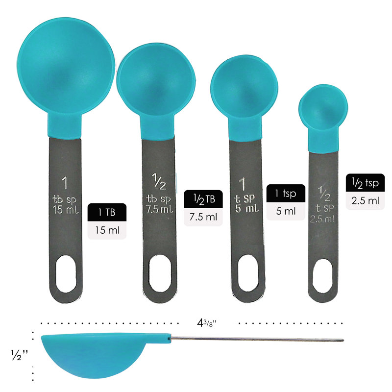 8pc Measuring Cup & Spoon Set, Turquoise