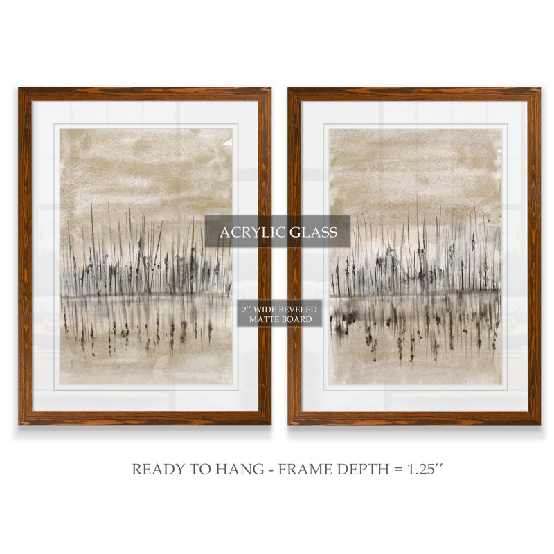 «Marshline Reflection I» par Vincent Van Gogh, ensemble de 2 cadres sur toile, H 24 po x l 18 po, Espresso