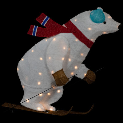 Lighted Skiing Polar Bear Outdoor Christmas Decoration - 40" - Warm White LED
