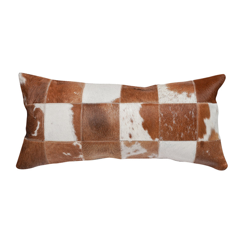 Animal Print Leather/Suede Reversible Throw Pillow