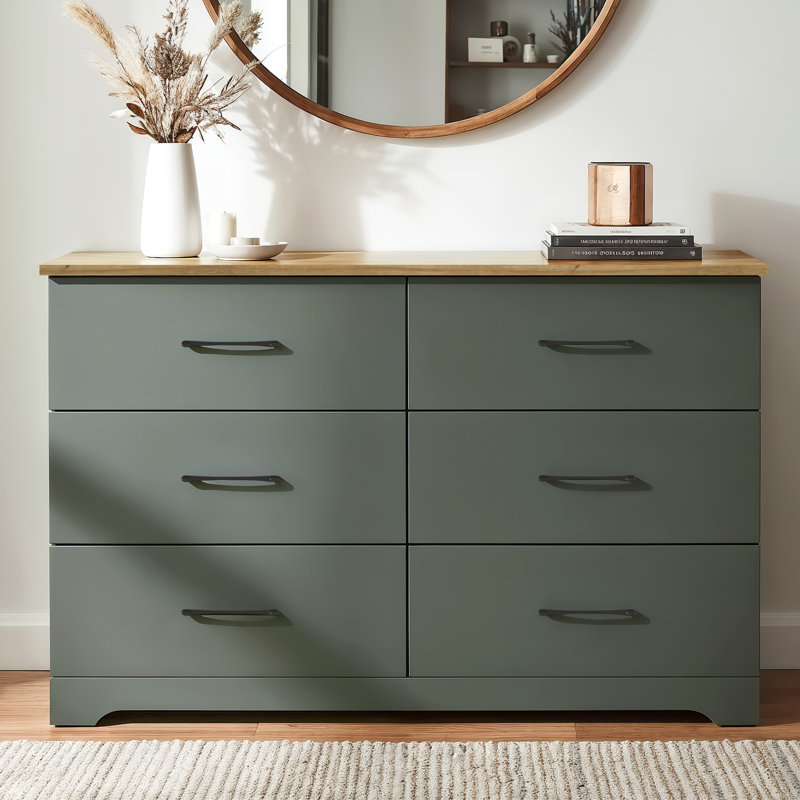 Commode 6 tiroirs Arkia, Vert/brun