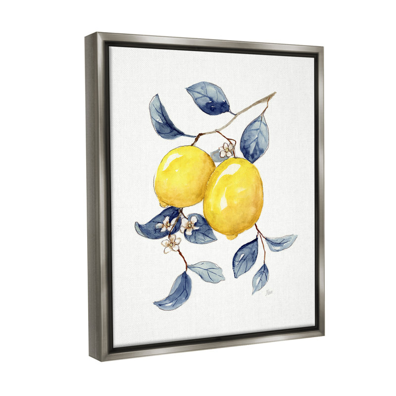 "Minimal Lemon Fruits" par Nan sur toile, H 21 po x l 17 po, Cadre flottant gris lustré