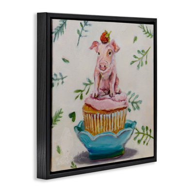 «Teacup cochon on Cupcake», art mural sur toile flottante par Karen Weber
