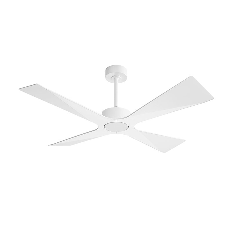 54" Outdoor Ceiling Fan 4 ABS Blades, Reversible DC Motor, 6-Speed Remote Control, Wet Rated Waterproof Ceiling Fan-White