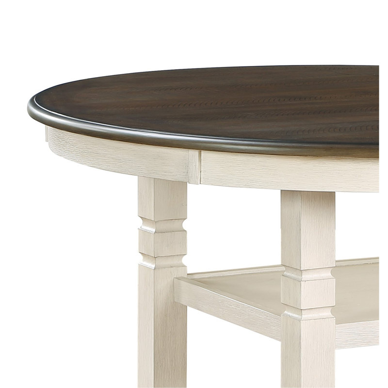 Table de salle à manger brun et blanc antique avec meubles de style transitionnel