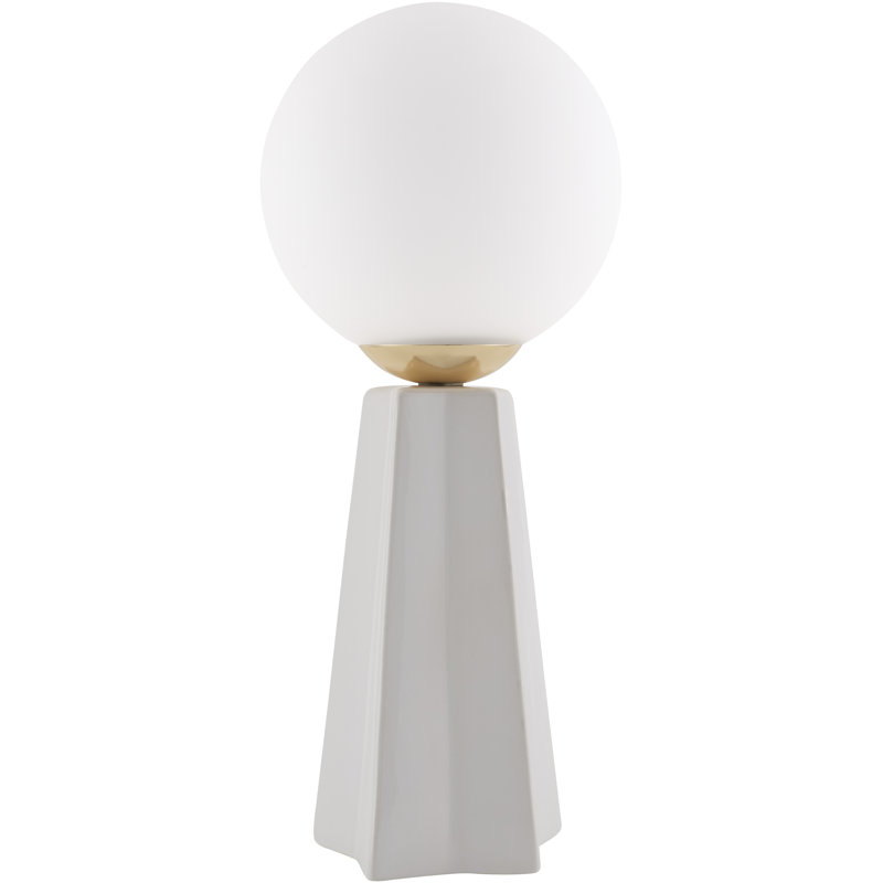 Ceramic Table Lamp with Glass Round Shade, White