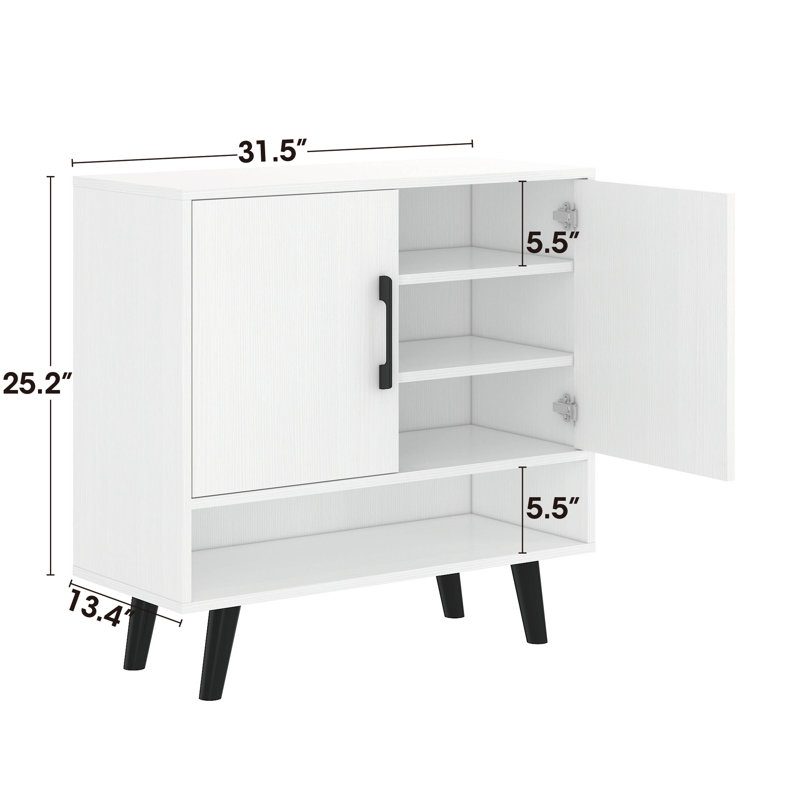 Corrigan StudioÂ® Shoe Cabinet, 4-Tier Freestanding Shoe Rack With Doors And Legs, Ivory White