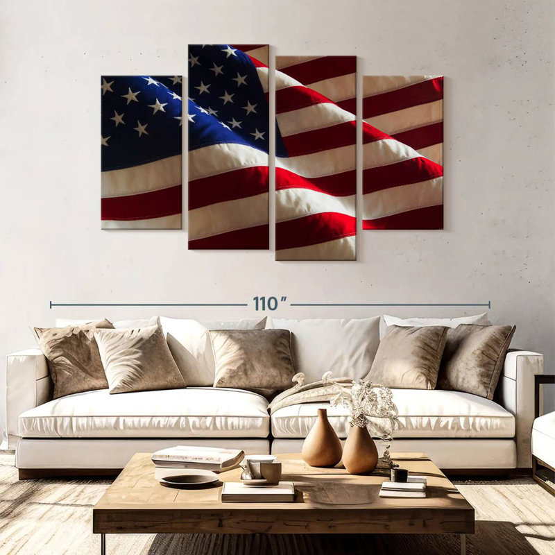 Borges Rippled American Flag, 54" H x 84" W