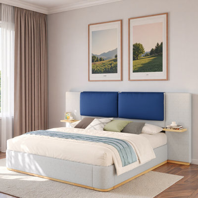 Upholstered Platform Bed With Shelves