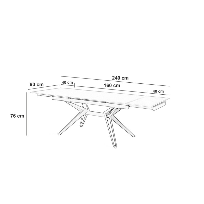 Damarco Extendable Metal Base Dining Table, Black
