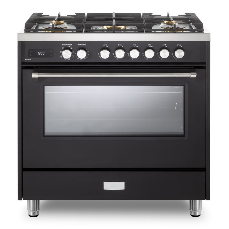 Verona Ultima 36" 5 Burner Single Dual Fuel Range, Black