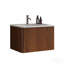 Meuble-lavabo 24 po en noyer rayé avec lavabo à surface solide blanc, meuble-lavabo mural flottant pour salle de bain moderne, pré-assemblé