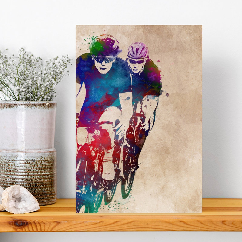 «Vibrant Cycling Action», art mural contemporain, 18" H x 12" W