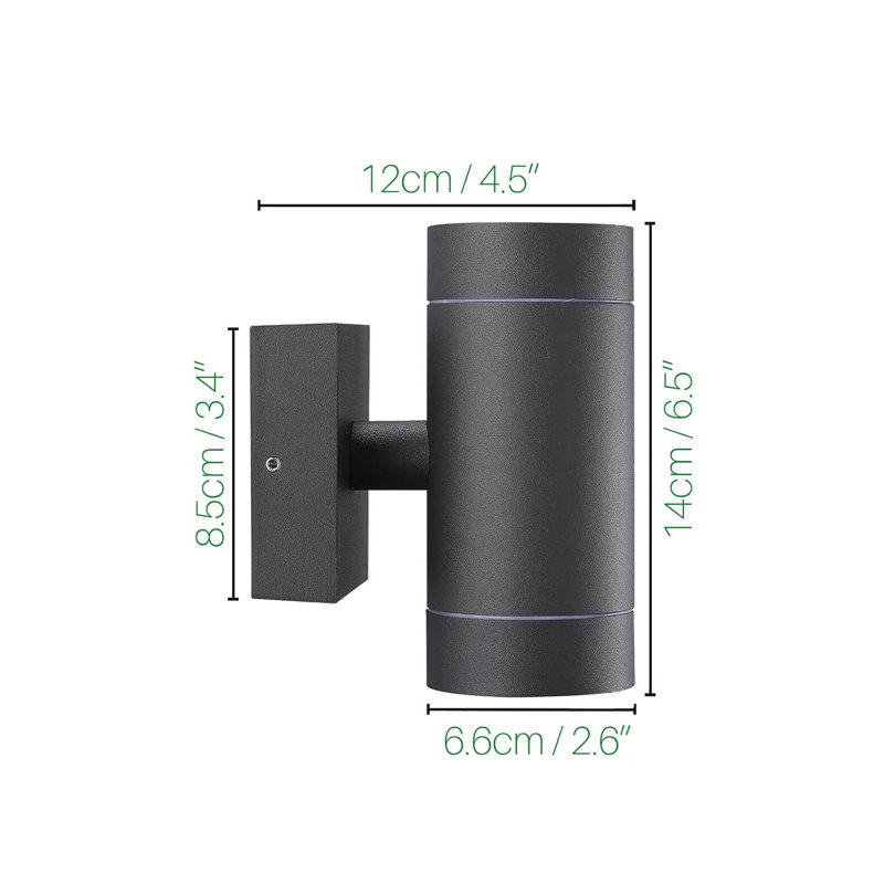 Outdoor Sconce, Black, 14cm H x 12cm W x 6.6cm D