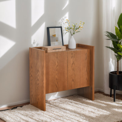 Rustic Walnut Sideboard, 33x31, Storage Cabinet for Living Room, Kitchen, Entryway, Hallway, Bedroom