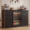  Bar à café avec mini-réfrigérateur, armoire à vin moderne pour la cuisine et la salle à manger, l 55,1 po noir