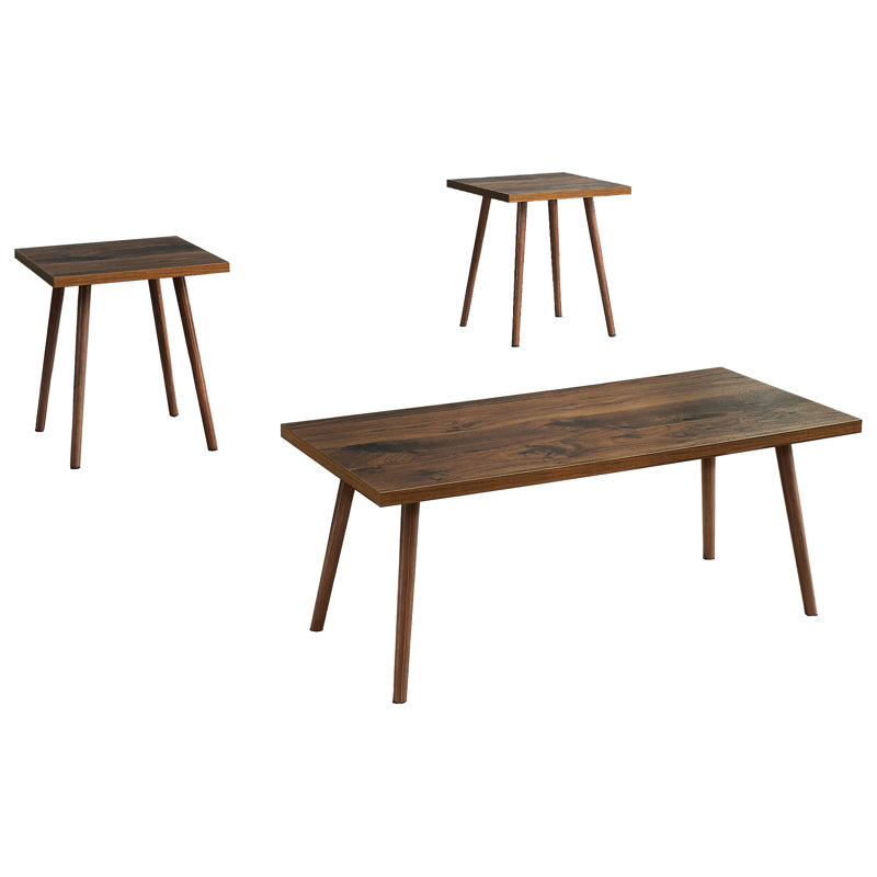 Moderne 3 tables, finition noyer foncé, tables basses et tables de bout, idéal pour le bureau de famille en noyer, surface de salon facile à nettoyer