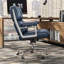 Chaise de bureau pivotante en cuir véritable avec base en aluminium-133427570