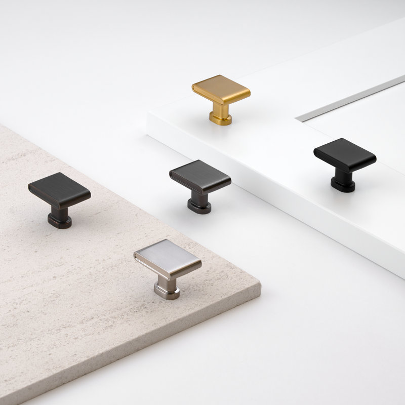 New Collection Square Knobs With Round Pillar Base Vintage Brass Multipack, Matte Black