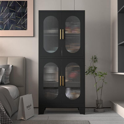 Ebern Designs Storage Wardrobes Cabinet with 4 Doors and Shelves