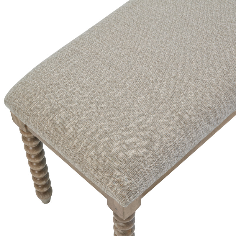 Ensemble de salon avec fauteuil à bobines et banc rembourrés Eliyas, Crème, crème, Brun
