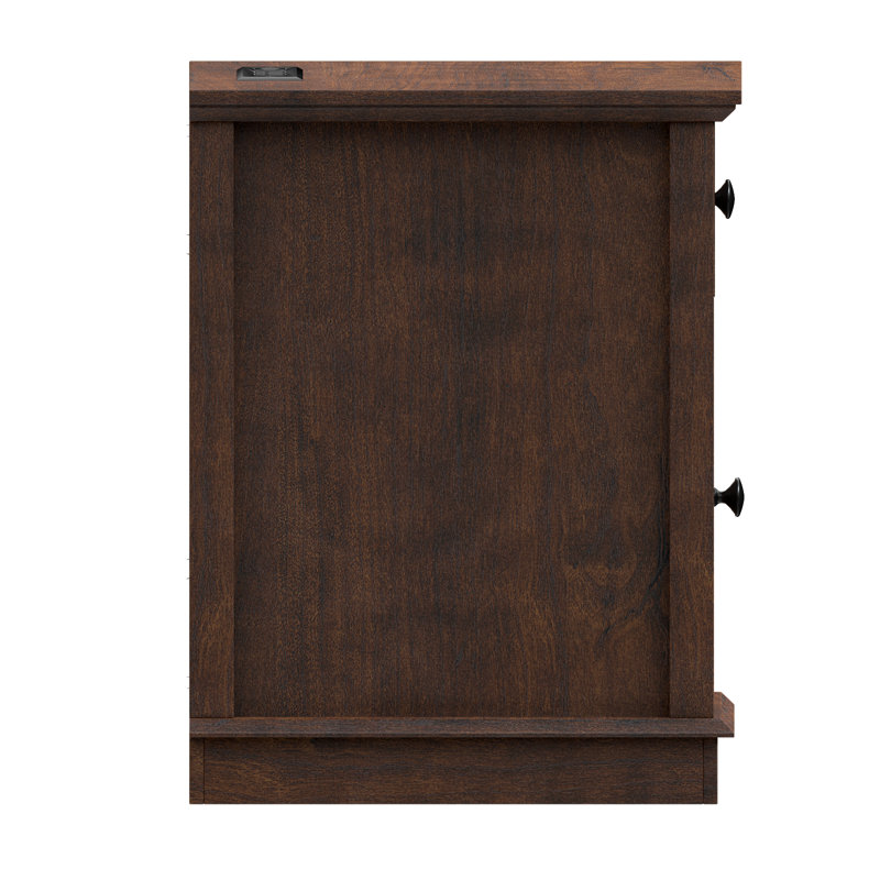 Vianet 24'' Tall End Table with Storage Drawer and Built-In Outlets, Cherry