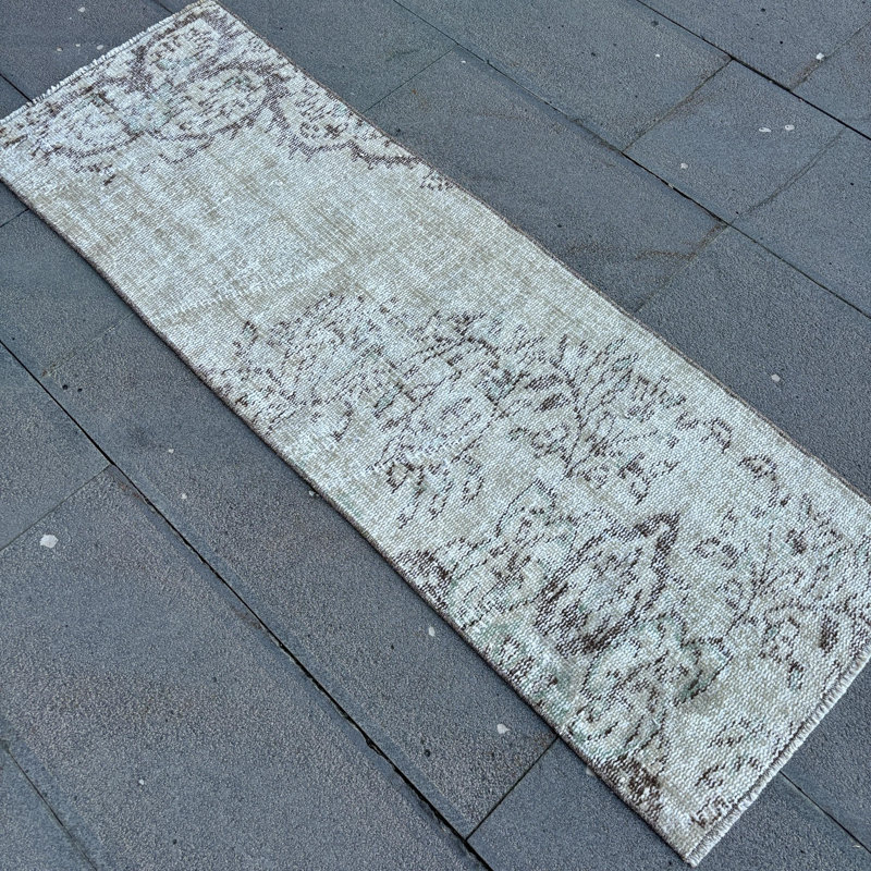 Vintage Turkish Oushak Rug in Beige - Modern Minimalist Wool Door Mat for Boho Decor