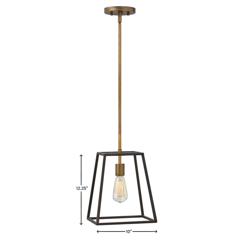 Fulton One-Light Stem Hung Minimalist Pendant, Aged Zinc, 8.75" H x 10" W x 10" D