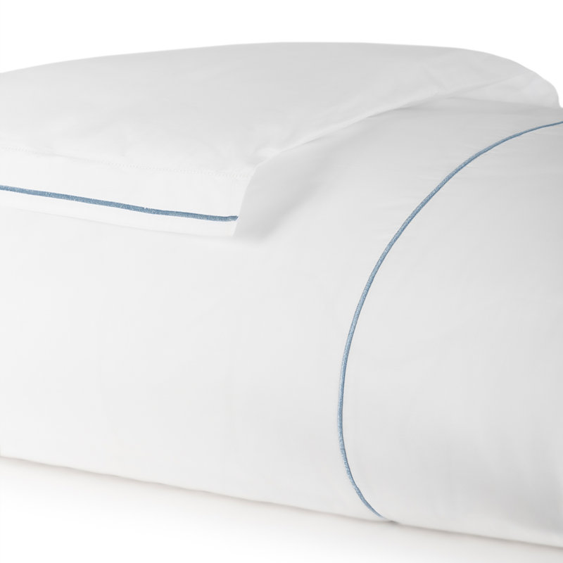 Sierra 100% Egyptian cotton percale Duvet Cover, King, white/ ocean blue