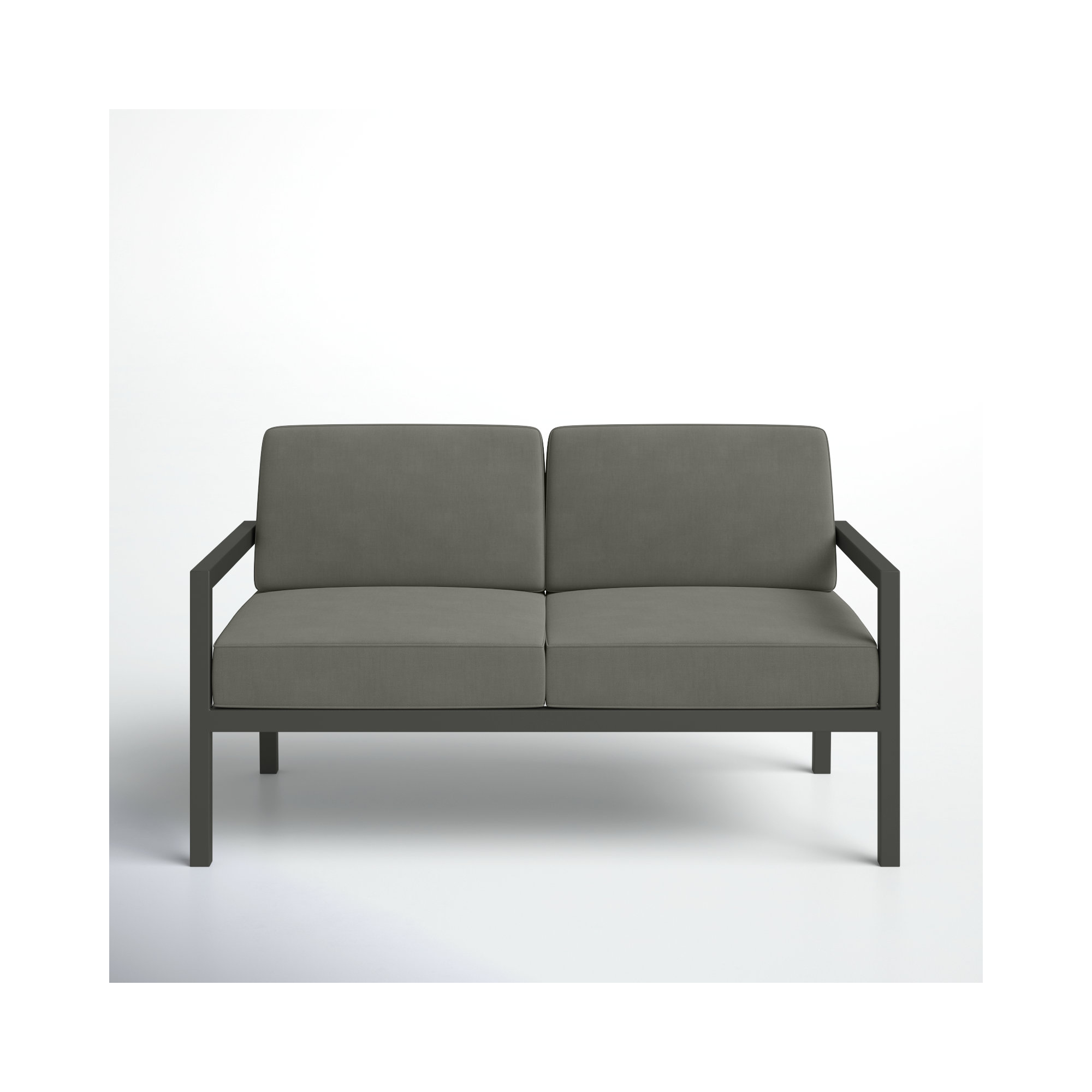 Vivant 56.25" Wide Outdoor Loveseat with Sunbrella® Cushions, Canvas Henna Sunbrella® Canvas, White