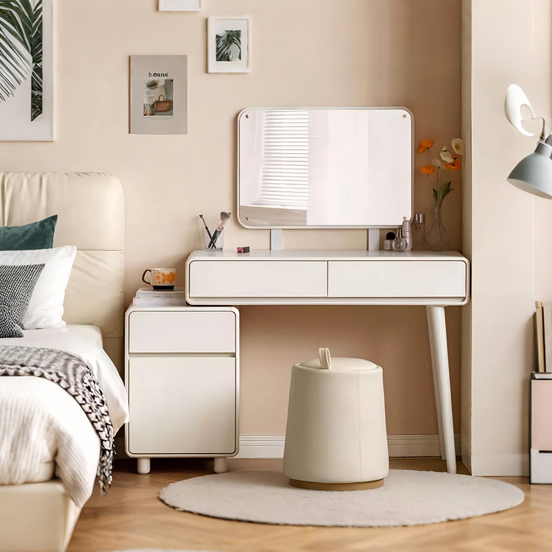 Cream Style White Dressing Table with Drawers and Extendable Feature