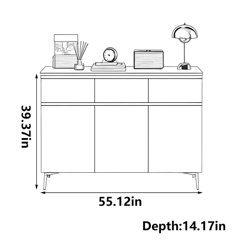 Ballinger, H 39,37 po x l 55,12 po x P 14,17 po, Gris