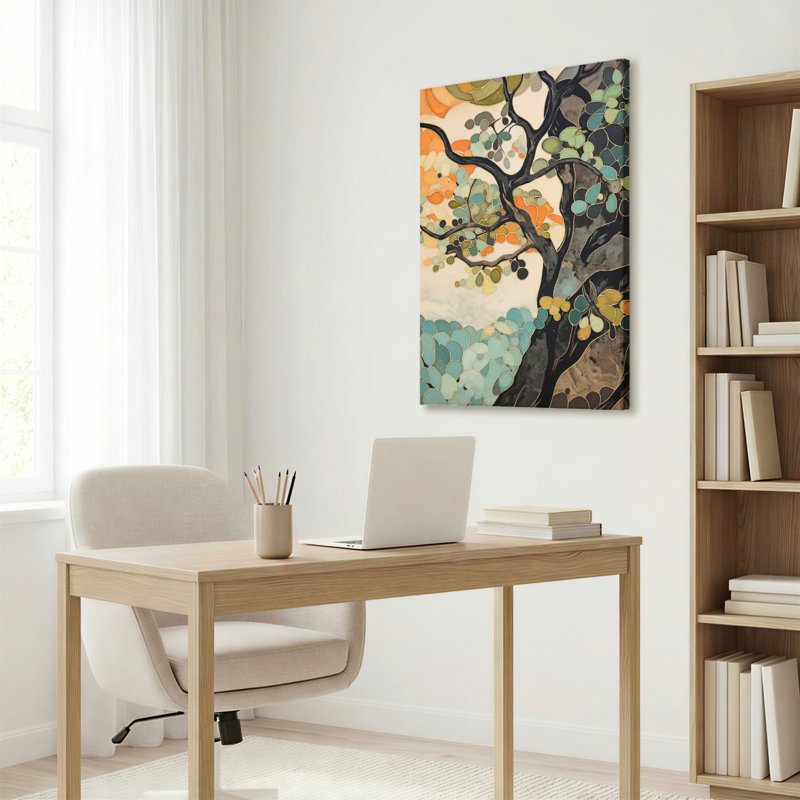 Ensemble de 1 tableau abstrait sur toile représentant un arbre, 2030