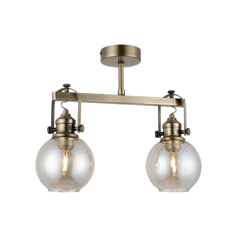 Antiquation Metal Chandelier, 14 x 4.7 inches | Elegant Glass Cap, 35 inches Total Height, 2 x E27 Max 40W | Perfect for Living Room, Dining Room & Entryways, Stylish & Functional Lighting Design