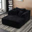 Chaise longue d'intérieur surdimensionnée de 60 pouces - Canapé-lit rembourré en velours côtelé avec assise profonde, fauteuil de lecture de style nuage pour le salon, aucun assemblage requis (noir)