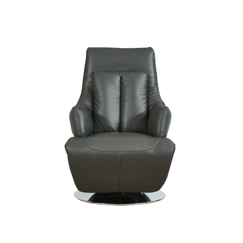 Bernardo Leather Swivel Power Recliner, Grey Genuine Leather