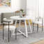 Ensemble de salle à manger 3 pièces, table à manger à tréteaux et 2 fauteuils bouclés-428989698-428989699