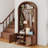 Arch Hall Tree With Bench And Shoe Storage, 4-in-1 Coat Rack With 4 Hooks And 2 Fluted Doors