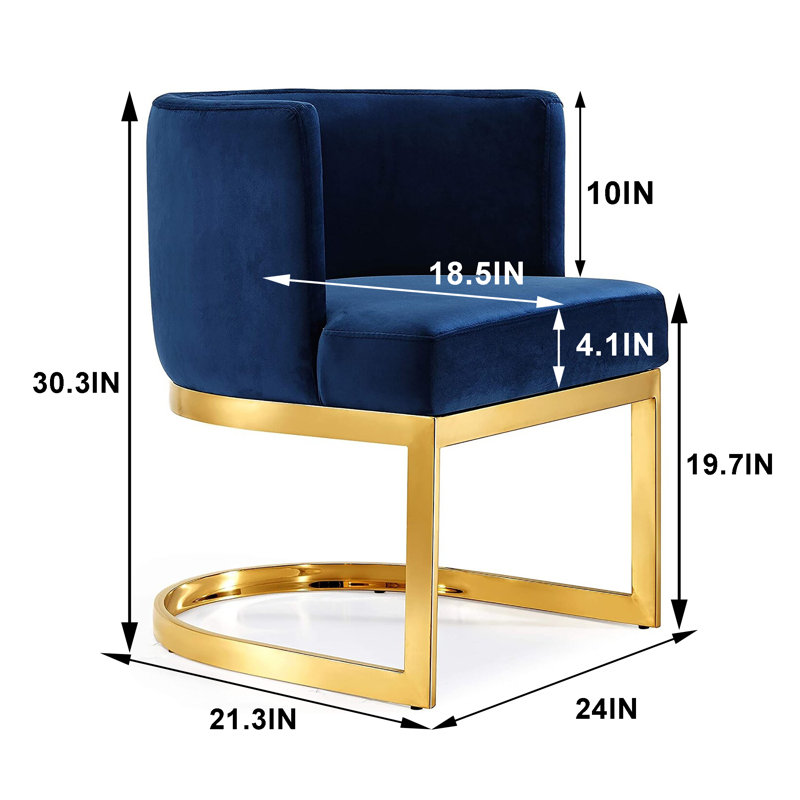 Fauteuil demi-tonneau en velours de 25 po Cadwallader, Velours bleu