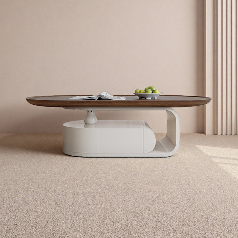Table basse avec tiroir en bois, Blanc, H 15,74 po x l 51,18 po x P 27,55 po