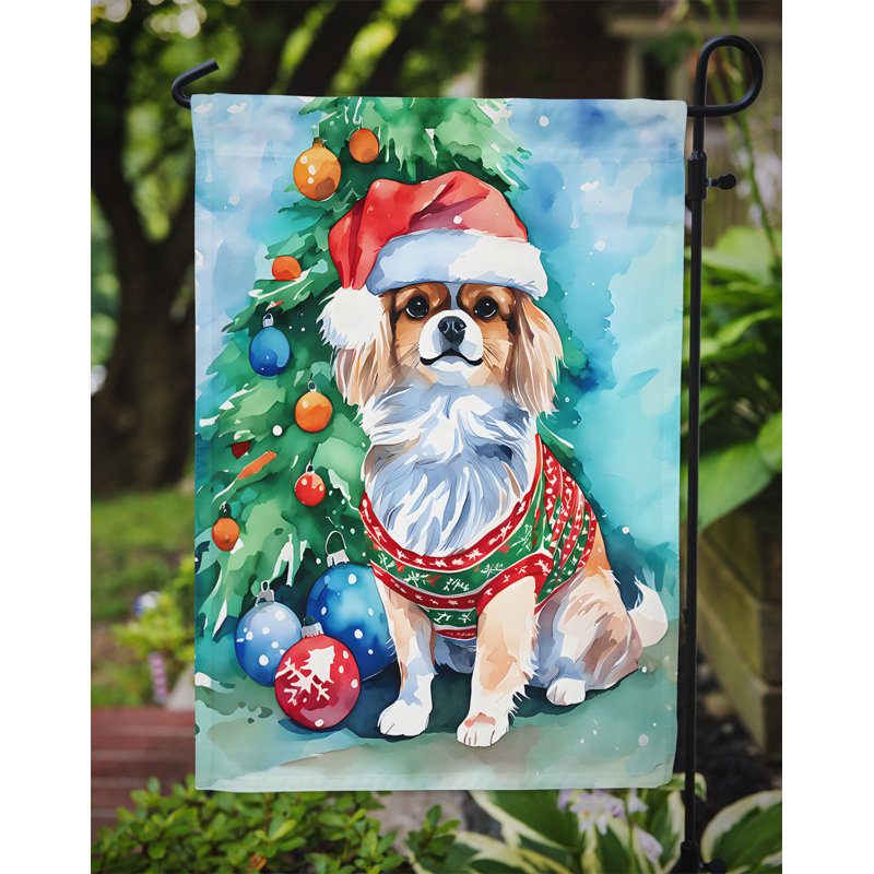 Drapeau de Noël de l'épagneul tibétain, H 15,5 po x l 11,25 po